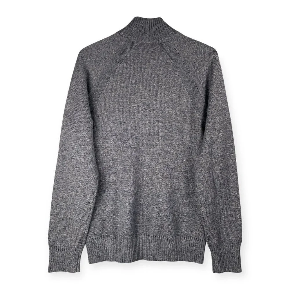Banana Republic Men’s Large Gray Wool Blend Quarter Snap Sweater Pullover NWT